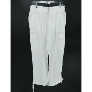 Melissa Nepton Claudie Pants Womens Large White Linen Cargo Lightweight Beach‎
